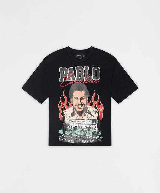 Reason Clothing Top Pick Pablo Escobar Mugshot Graphic Short Sleeve Tee - Black