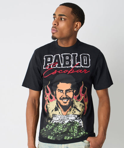 Reason Clothing Top Pick Pablo Escobar Mugshot Graphic Short Sleeve Tee - Black