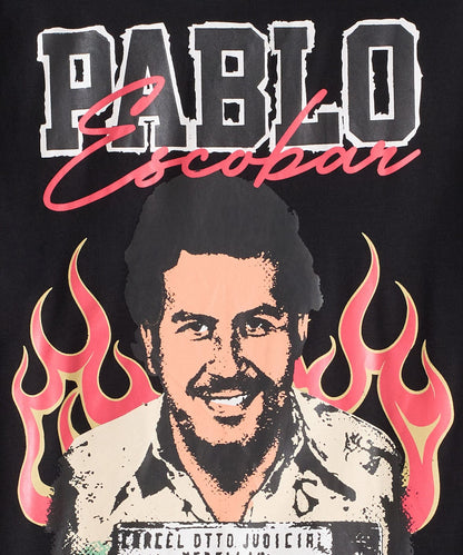 Reason Clothing Top Pick Pablo Escobar Mugshot Graphic Short Sleeve Tee - Black