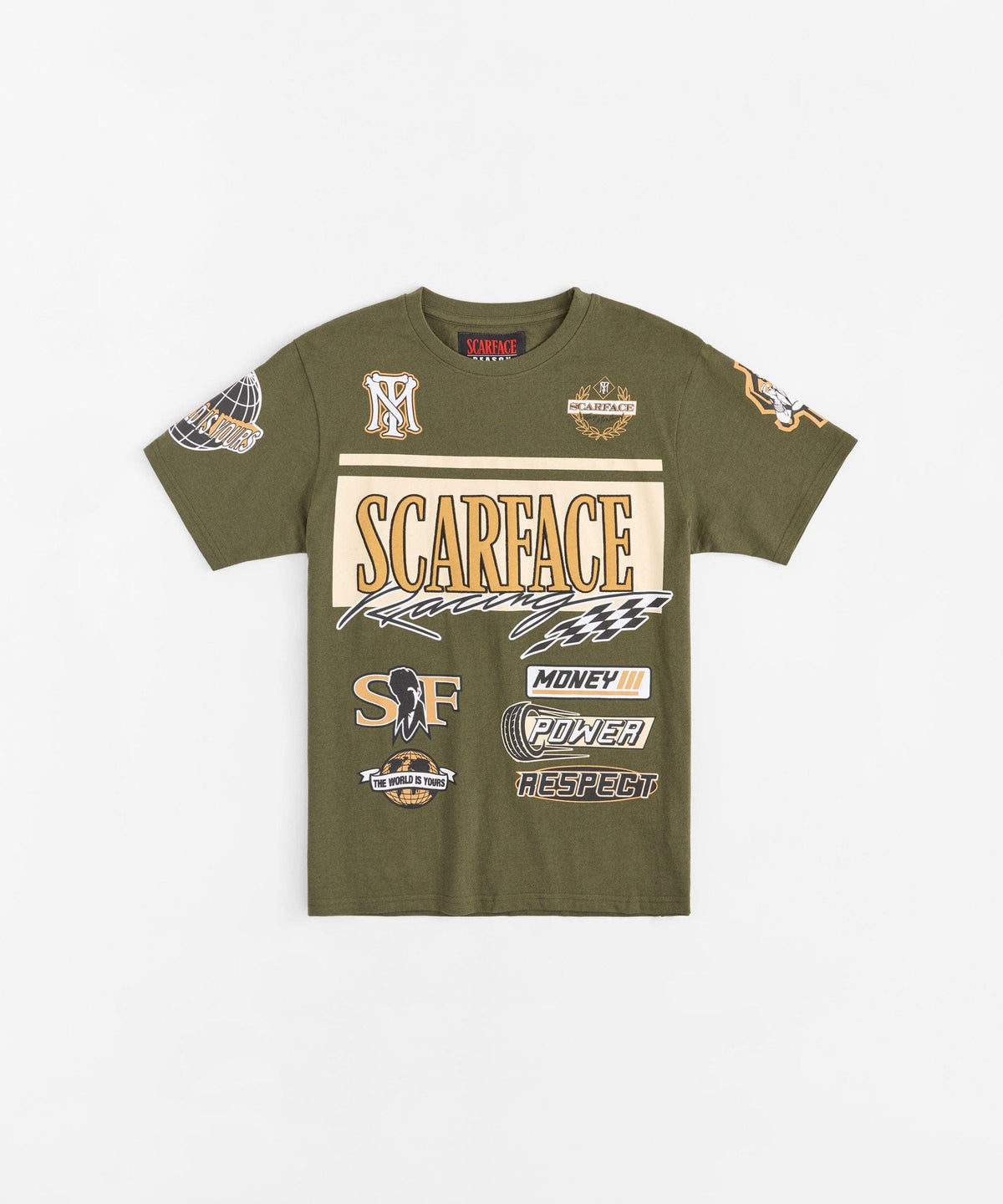 Reason Clothing Everyday Scarface Racing Short Sleeve Tee - Olive Green