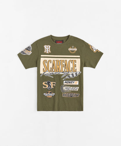 Reason Clothing Everyday Scarface Racing Short Sleeve Tee - Olive Green