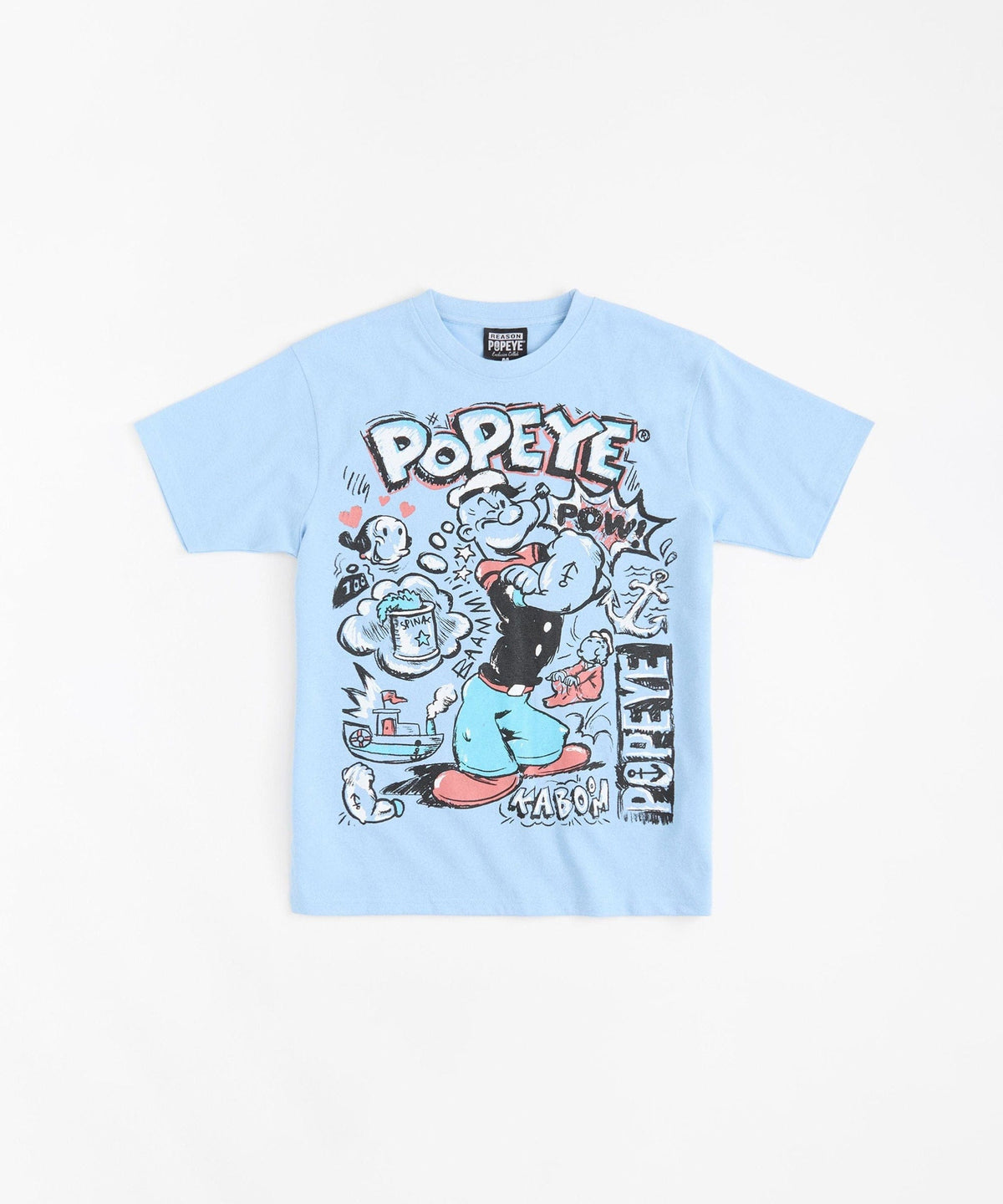 Reason Clothing Trusted Popeye Kaboom Graphic Short Sleeve Tee - Medium Green