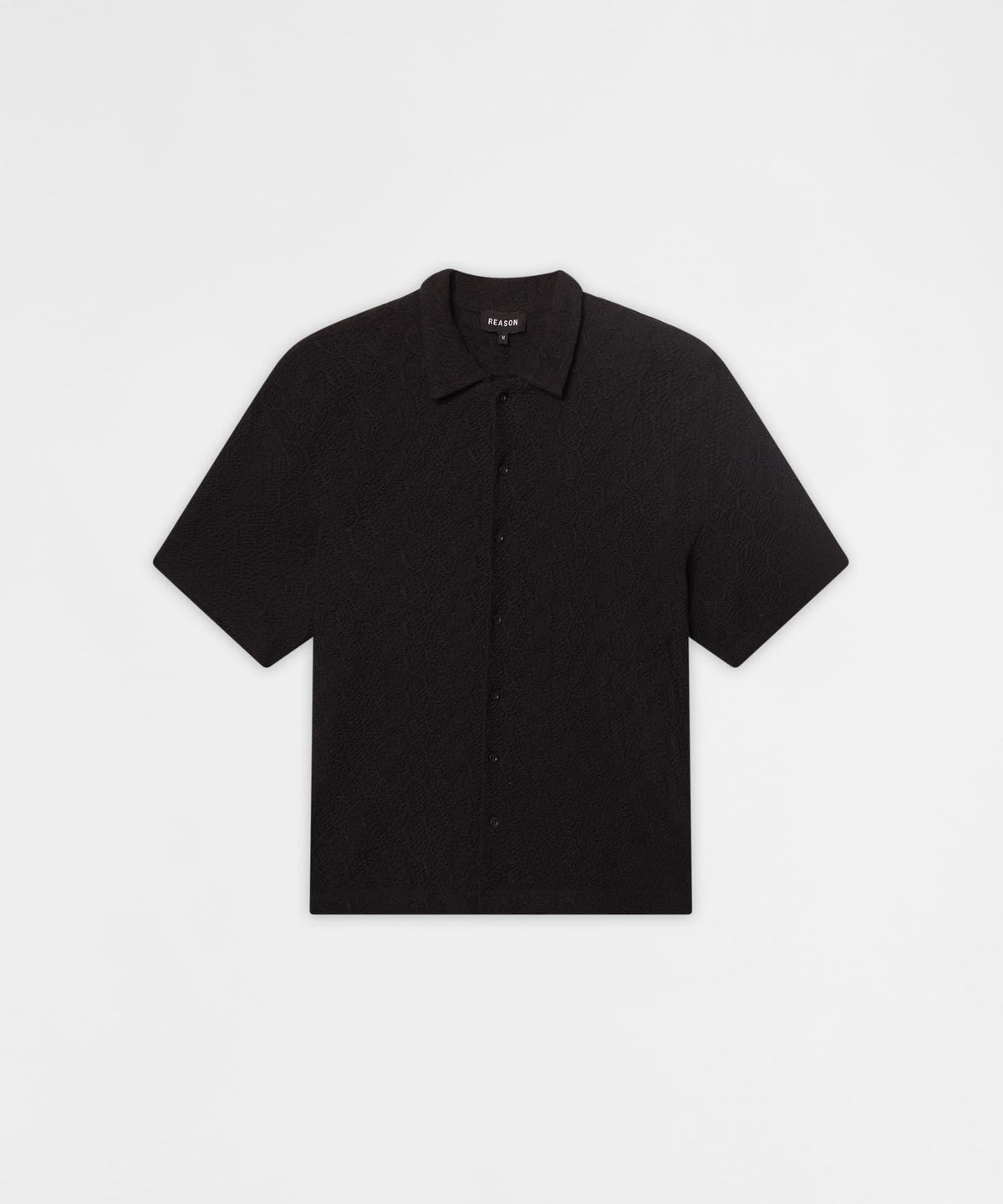 Reason Clothing Special Offer Textured Honey Comb Button Down Shirt - Black