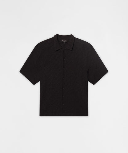 Reason Clothing Special Offer Textured Honey Comb Button Down Shirt - Black