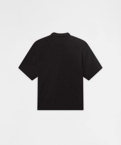 Reason Clothing Special Offer Textured Honey Comb Button Down Shirt - Black