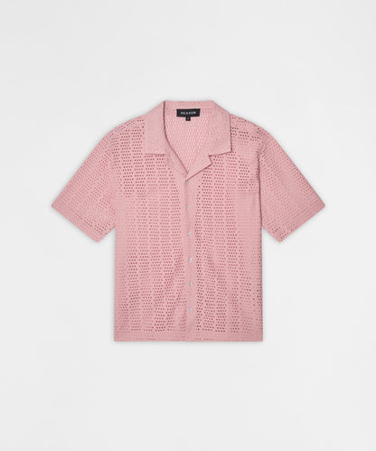 Reason Clothing Best Seller Riviera Button Down Knit Short Sleeve Shirt - Pink
