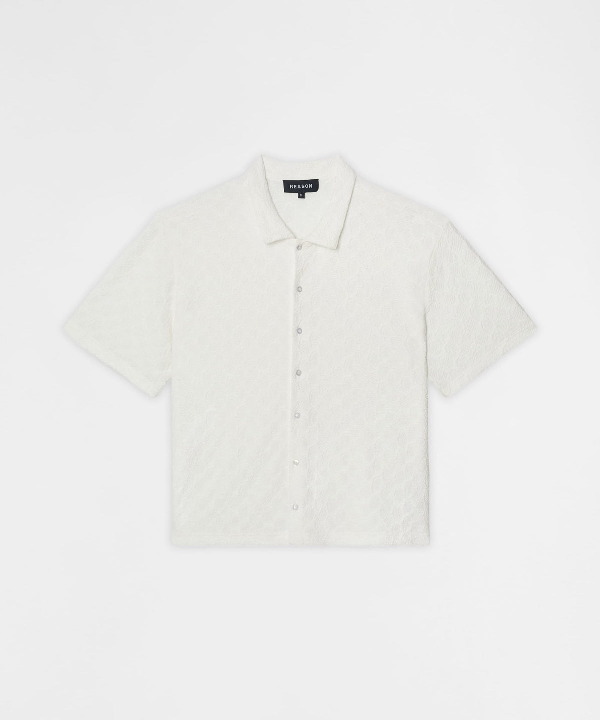 Reason Clothing Special Offer Textured Honey Comb Button Down Shirt - White