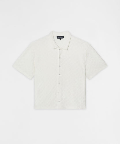 Reason Clothing Special Offer Textured Honey Comb Button Down Shirt - White