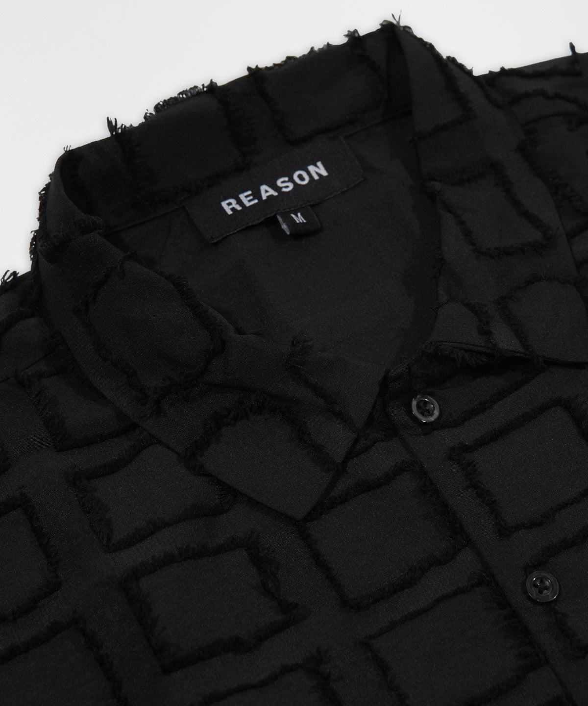 Reason Clothing Great Value Textured Grid Pattern Button Down Shirt - Black