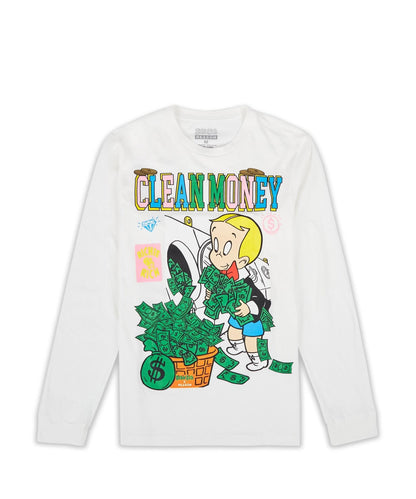 Reason Clothing Exclusive Richie Rich Clean Long Sleeve Tee - White