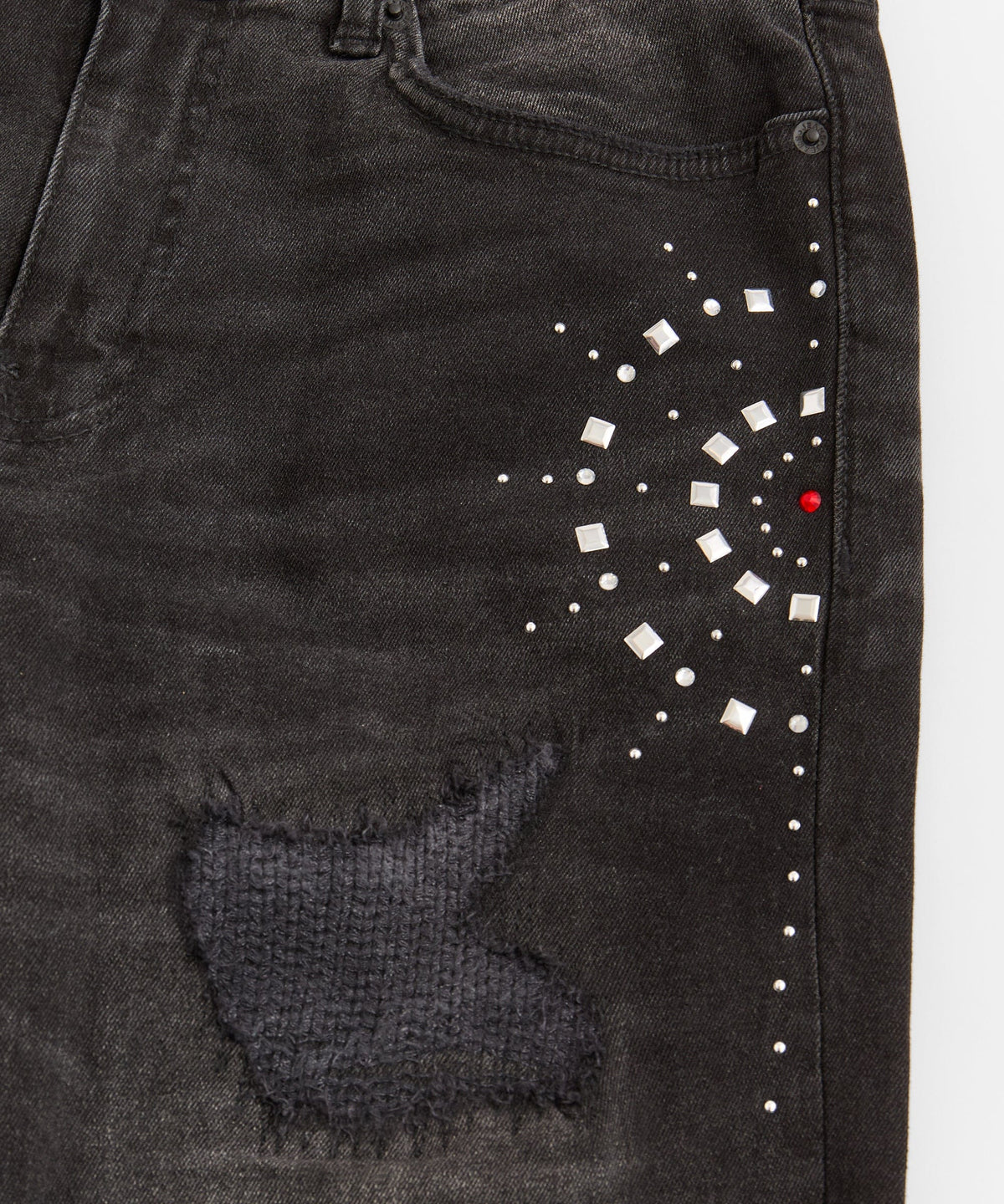 Reason Clothing Deals Starburst Rhinestone Distressed Skinny Jeans - Black