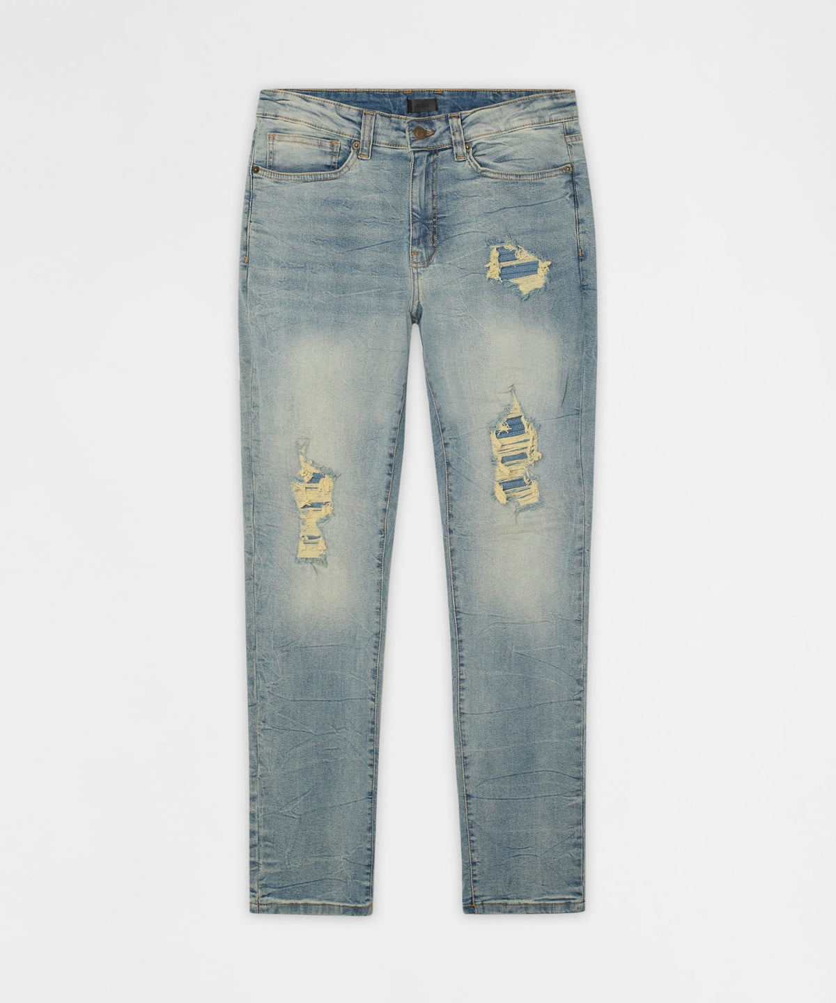 Reason Clothing Best Price Essential Distressed Skinny Jeans - Medium Blue