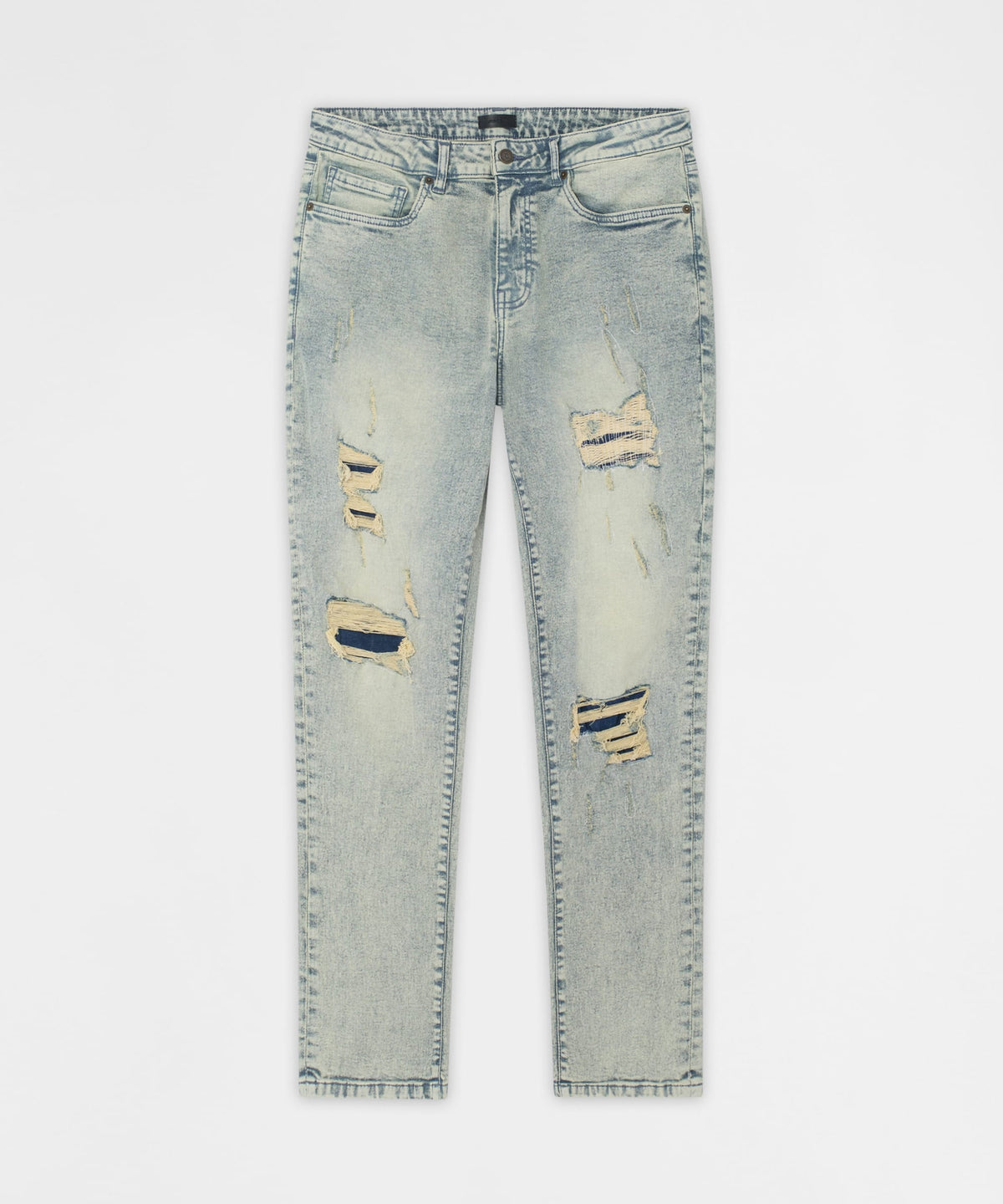 Reason Clothing Smart Buy Panel Distressed Skinny Jeans - Blue