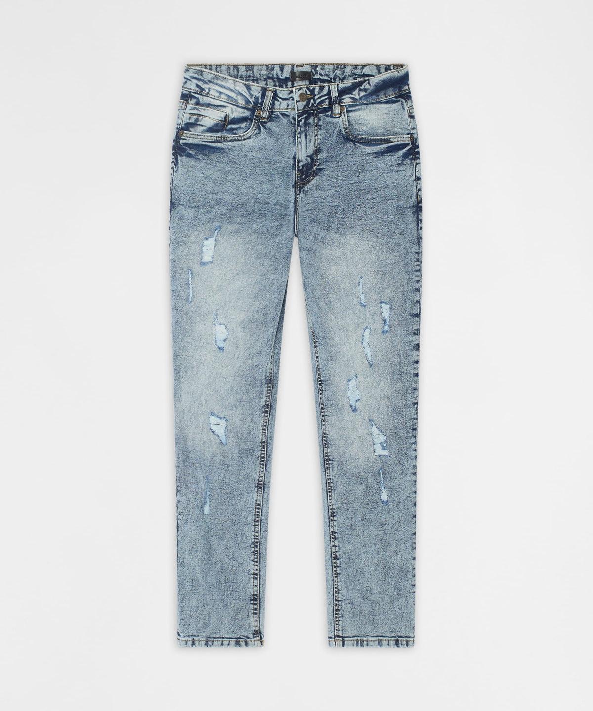 Reason Clothing Trending Vintage Distressed Skinny Jeans - Blue