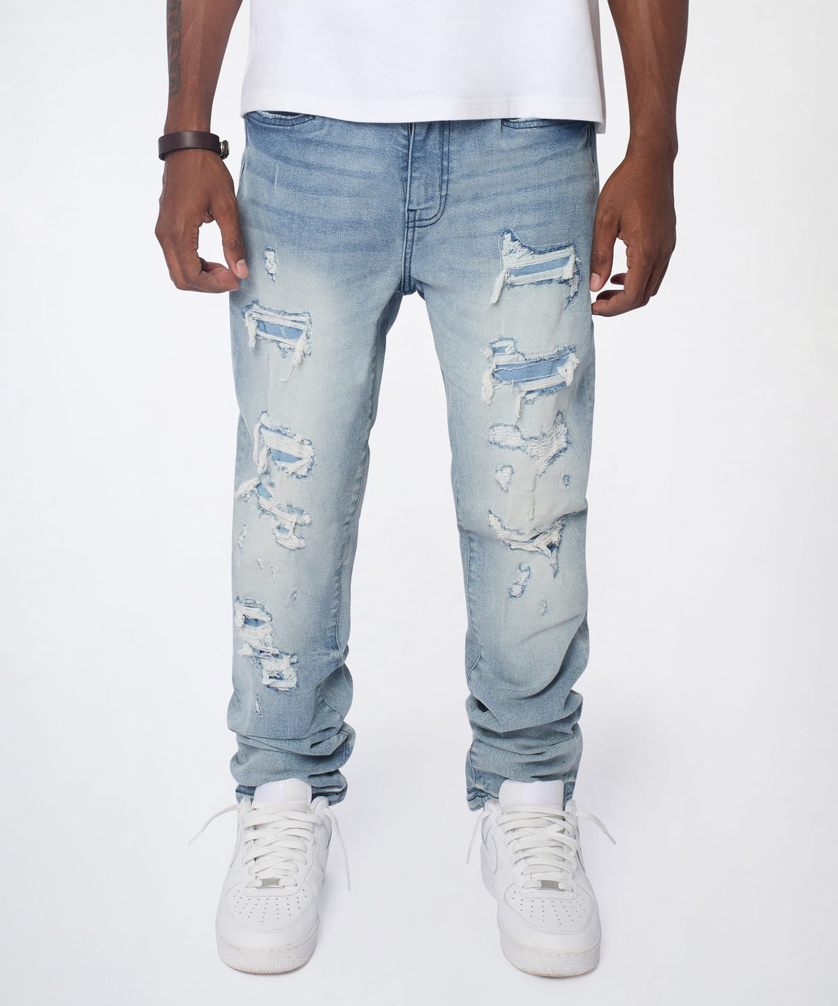 Reason Clothing Best Price Cloudbreak Distressed Skinny Jeans - Blue