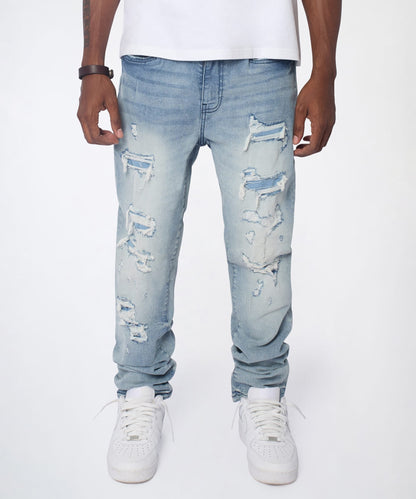Reason Clothing Best Price Cloudbreak Distressed Skinny Jeans - Blue