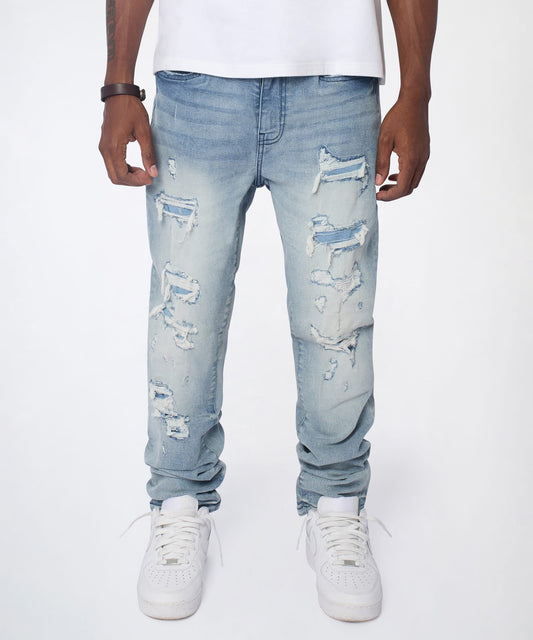 Reason Clothing Best Price Cloudbreak Distressed Skinny Jeans - Blue