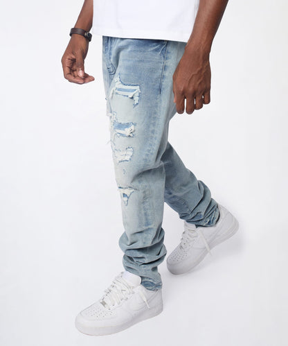 Reason Clothing Best Price Cloudbreak Distressed Skinny Jeans - Blue