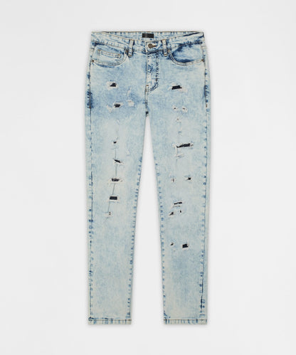 Reason Clothing Recommended Bleached Out Distressed Skinny Jean - Light Blue