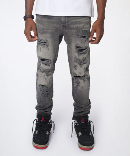 Reason Clothing Special Offer Breakaway Distressed Skinny Jeans - Dark Grey