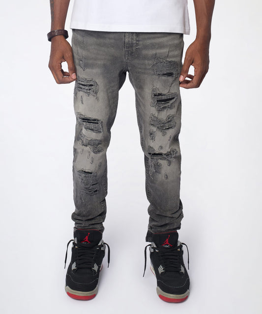 Reason Clothing Special Offer Breakaway Distressed Skinny Jeans - Dark Grey