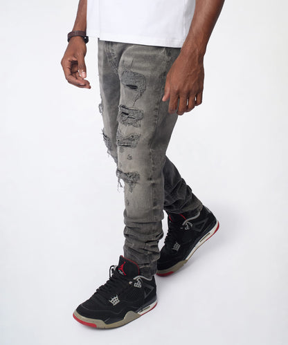 Reason Clothing Special Offer Breakaway Distressed Skinny Jeans - Dark Grey