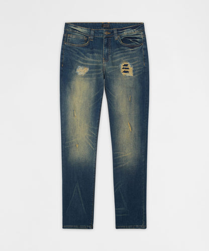 Reason Clothing Essential Essential Distressed Skinny Jeans - Dark Blue