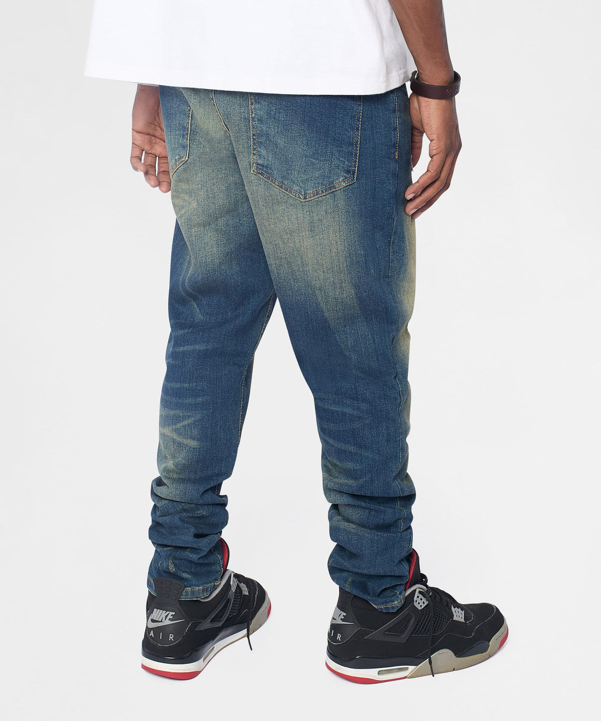 Reason Clothing Essential Essential Distressed Skinny Jeans - Dark Blue