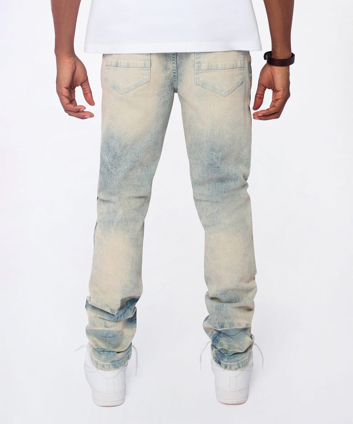 Reason Clothing Featured Shredded Moto Distressed Skinny Jeans - Medium Indigo
