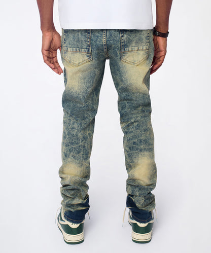 Reason Clothing Signature Hookey Distressed Skinny Jeans - Light Indigo