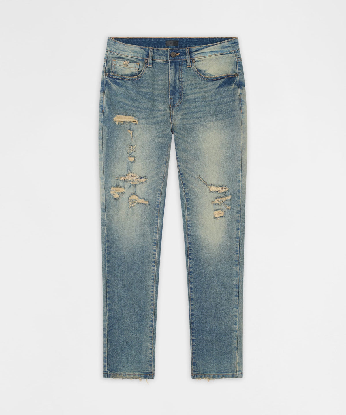 Reason Clothing Sale Drifter Distressed Skinny Jeans - Medium Indigo