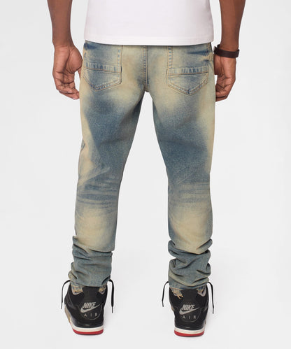 Reason Clothing Sale Drifter Distressed Skinny Jeans - Medium Indigo