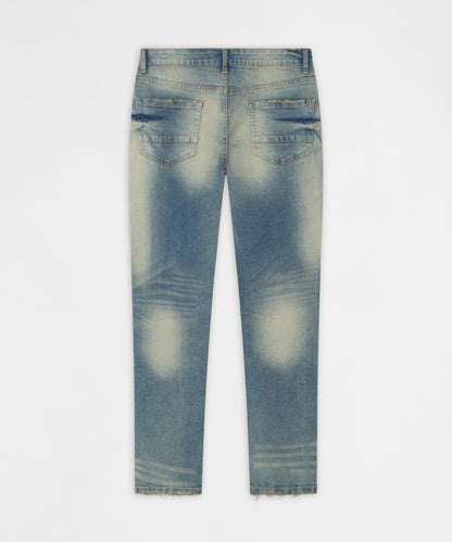 Reason Clothing Sale Drifter Distressed Skinny Jeans - Medium Indigo