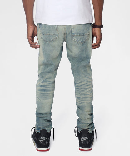 Reason Clothing Sale Drifter Distressed Skinny Jeans - Medium Indigo