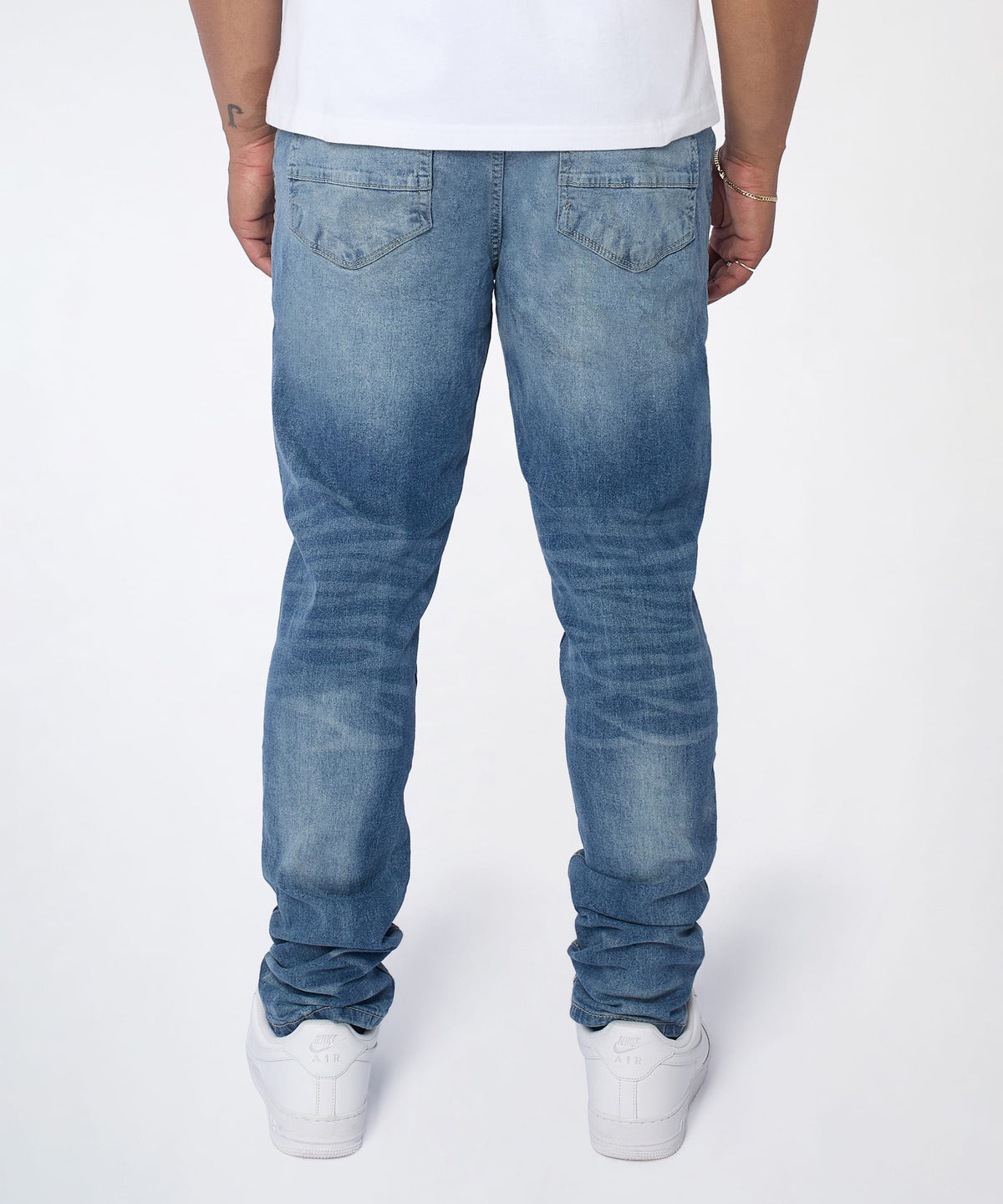 Reason Clothing Top Pick Rebel Distressed Skinny Jeans - Medium Indigo
