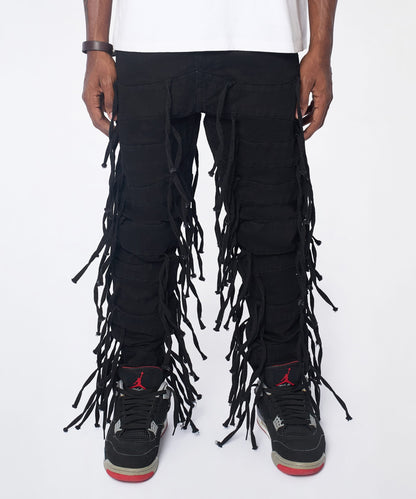 Reason Clothing Recommended Fringe Skinny Jeans - Black