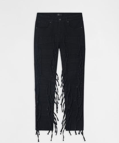 Reason Clothing Recommended Fringe Skinny Jeans - Black