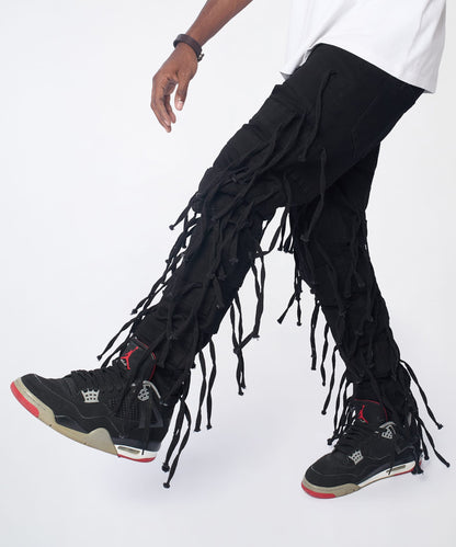 Reason Clothing Recommended Fringe Skinny Jeans - Black