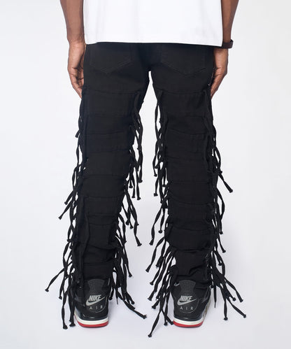 Reason Clothing Recommended Fringe Skinny Jeans - Black