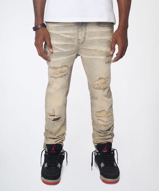 Reason Clothing Special Offer Desert Fade Distressed Skinny Jeans - Grey