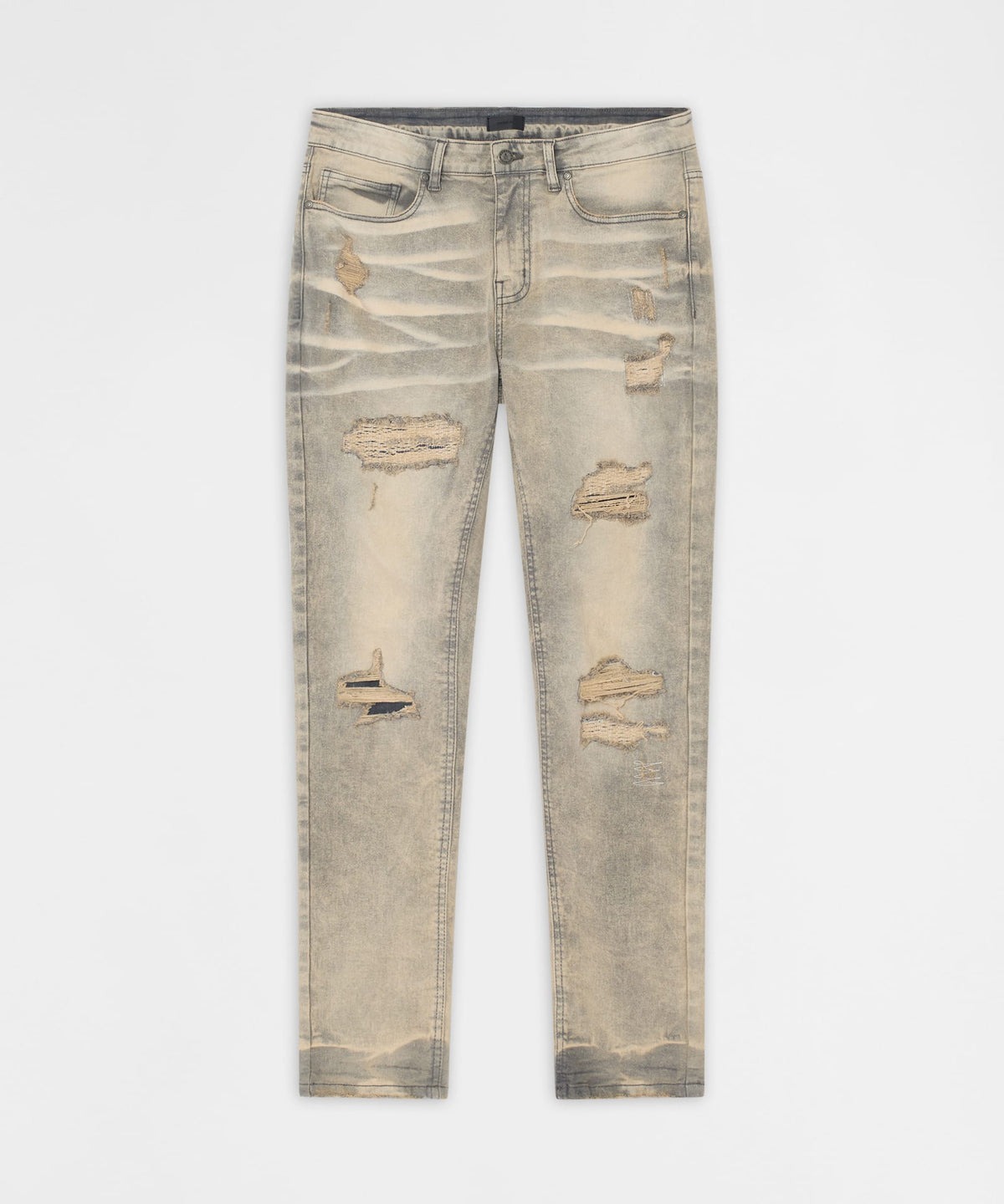 Reason Clothing Special Offer Desert Fade Distressed Skinny Jeans - Grey