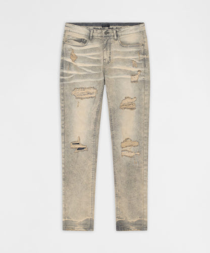 Reason Clothing Special Offer Desert Fade Distressed Skinny Jeans - Grey