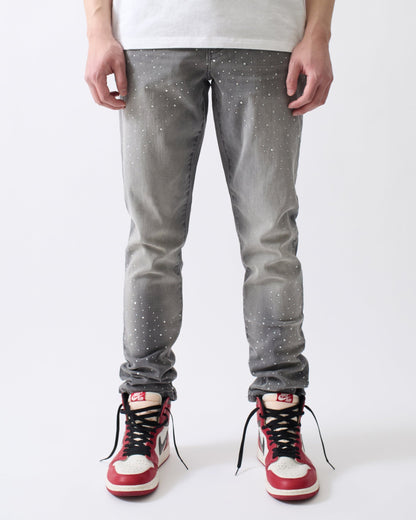 Reason Clothing Top Pick Stoned Out Rhinestone Denim Skinny Jeans - Grey