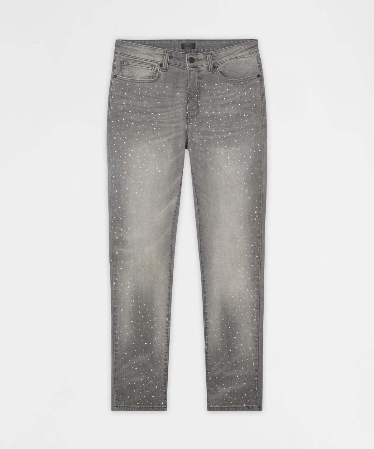 Reason Clothing Top Pick Stoned Out Rhinestone Denim Skinny Jeans - Grey