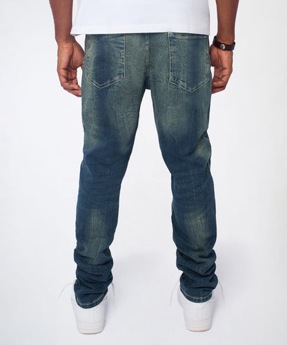 Reason Clothing Smart Buy Starburst Rhinestone Distressed Skinny Jeans - Dark Blue