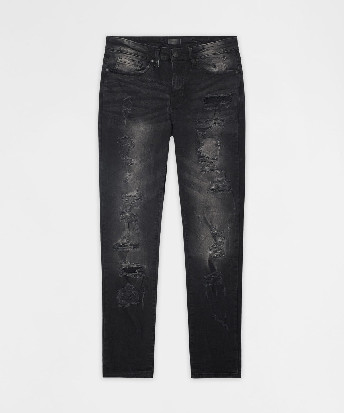Reason Clothing Popular Renegade Distressed Skinny Jeans - Black