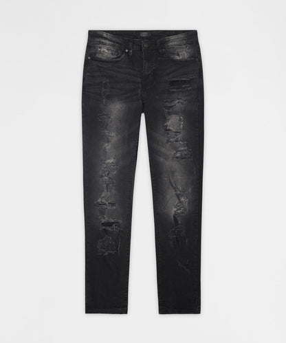 Reason Clothing Popular Renegade Distressed Skinny Jeans - Black