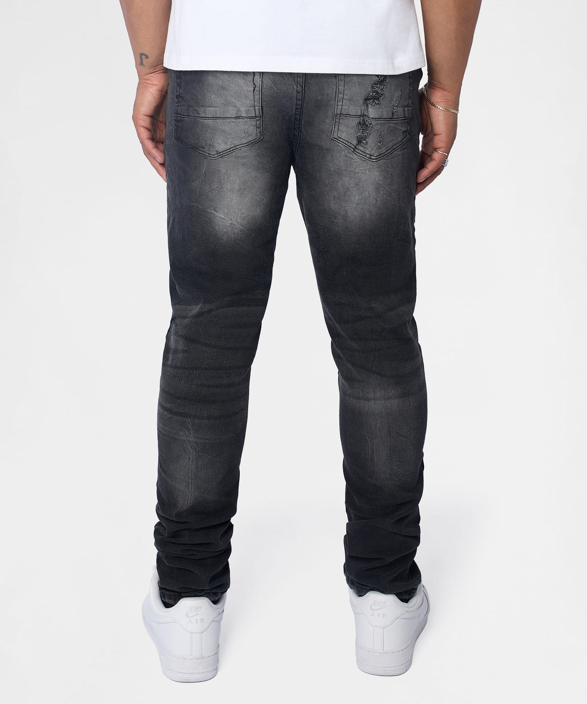 Reason Clothing Popular Renegade Distressed Skinny Jeans - Black