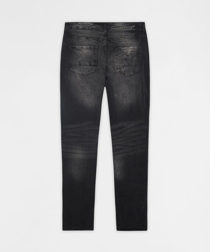 Reason Clothing Popular Renegade Distressed Skinny Jeans - Black