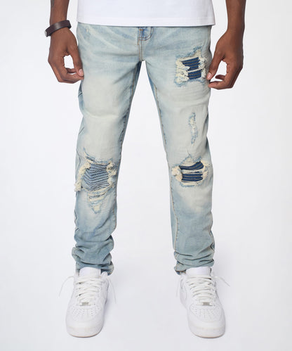 Reason Clothing Special Offer Daybreak Distressed Skinny Jeans - Light Indigo